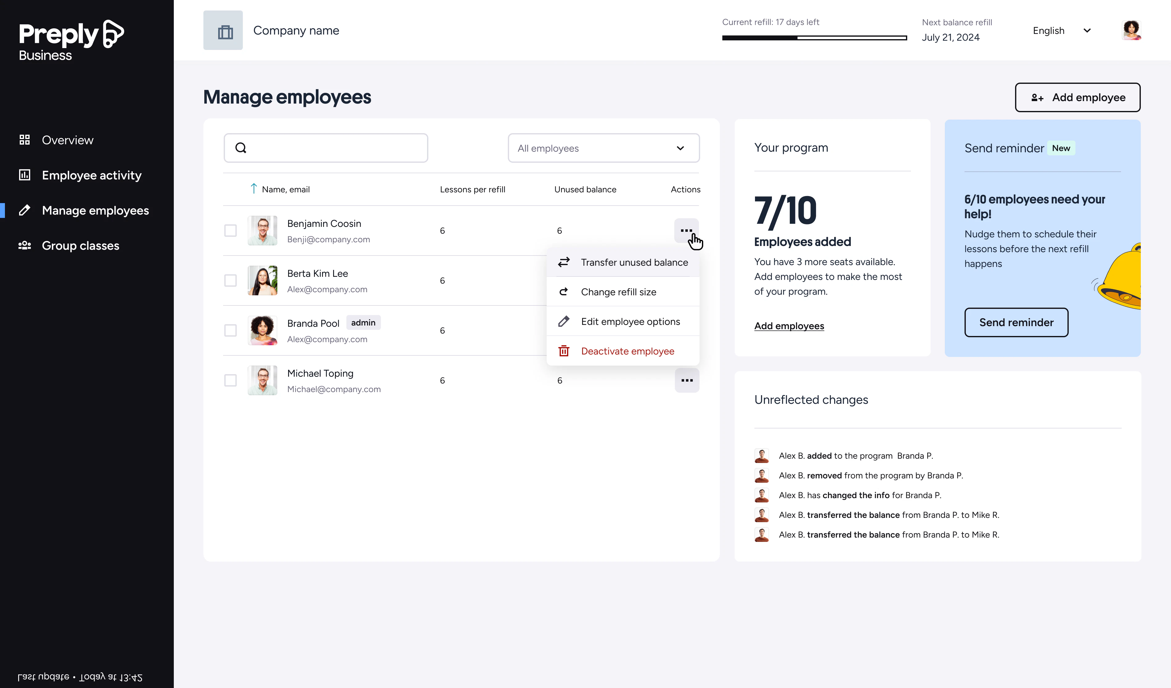 screenshot of Preply Business